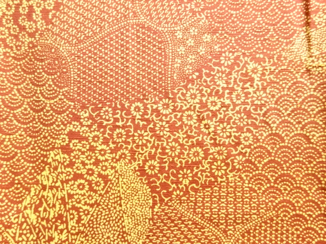  花古典柄手織り紬ロング道行コート